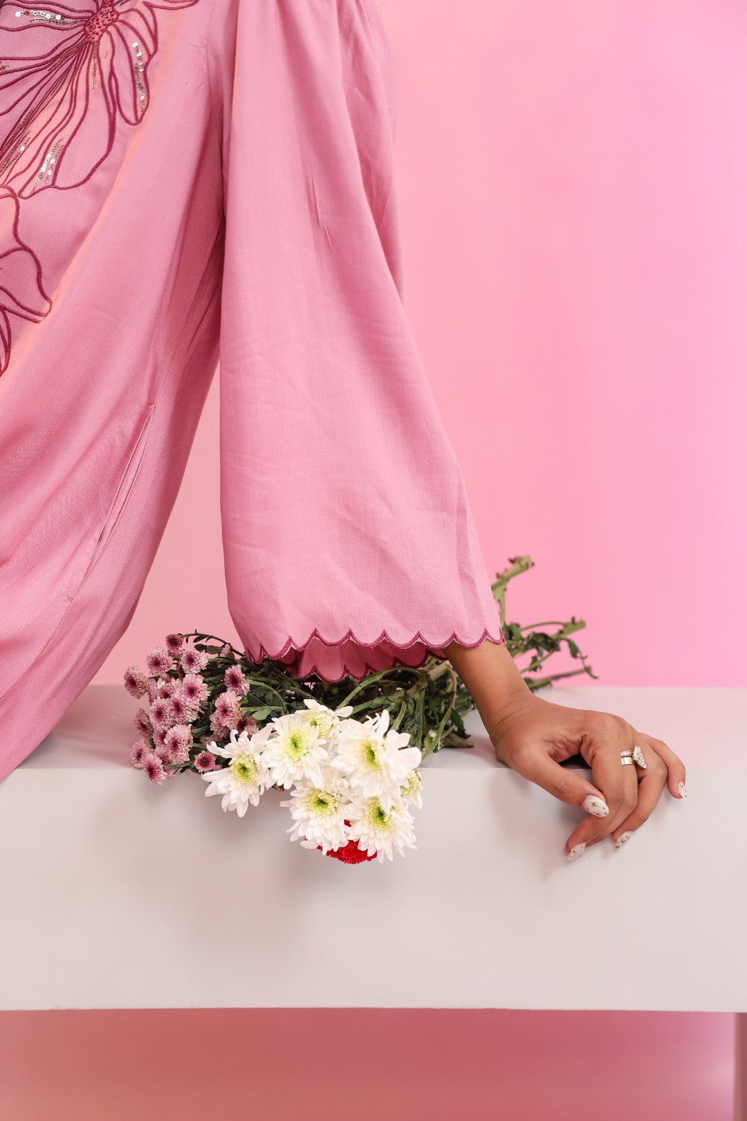 Raftar Flamingo Embroidery Cotton Kurta Pant Set