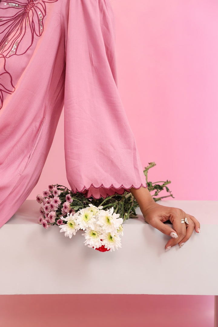 Raftar Flamingo Embroidery Cotton Kurta Pant Set