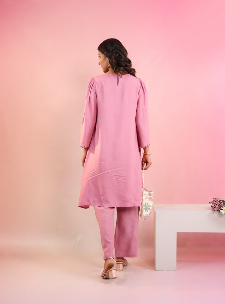 Raftar Flamingo Embroidery Cotton Kurta Pant Set