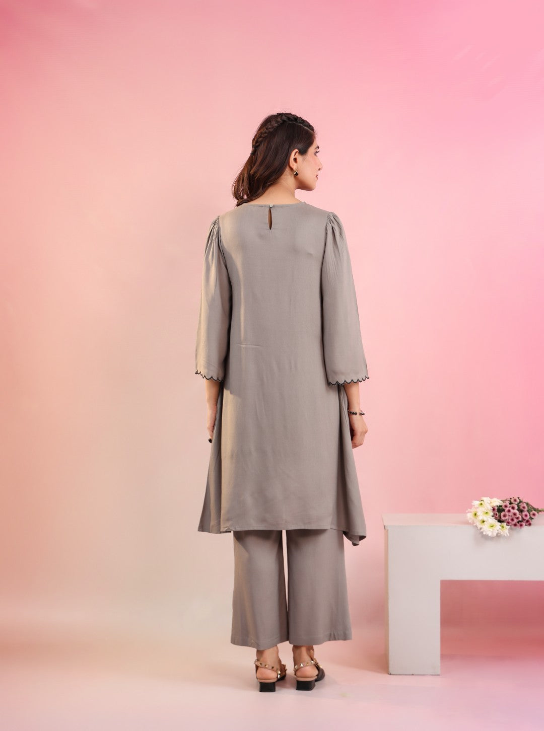 Raftar Slate Embroidery Cotton Kurta Pat set