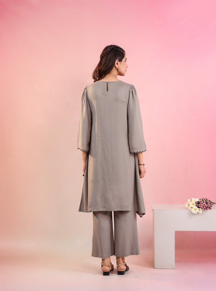 Raftar Slate Embroidery Cotton Kurta Pat set