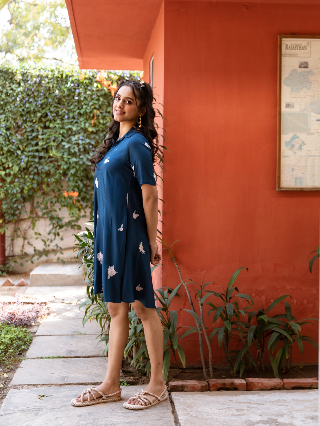 Jinisha Navy Cute Cotton Dress