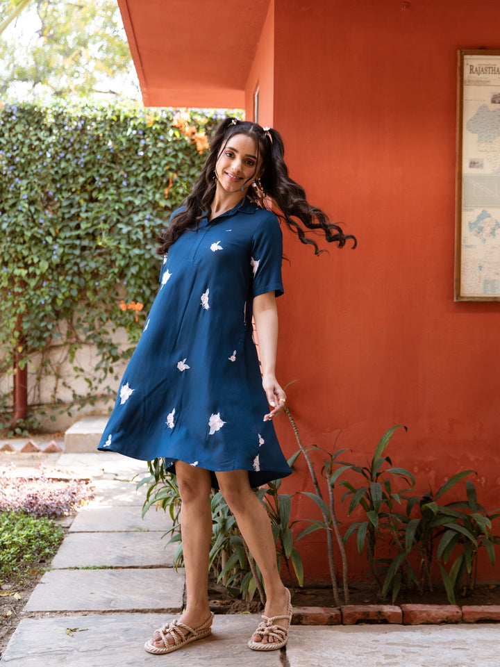 Jinisha Navy Cute Cotton Dress