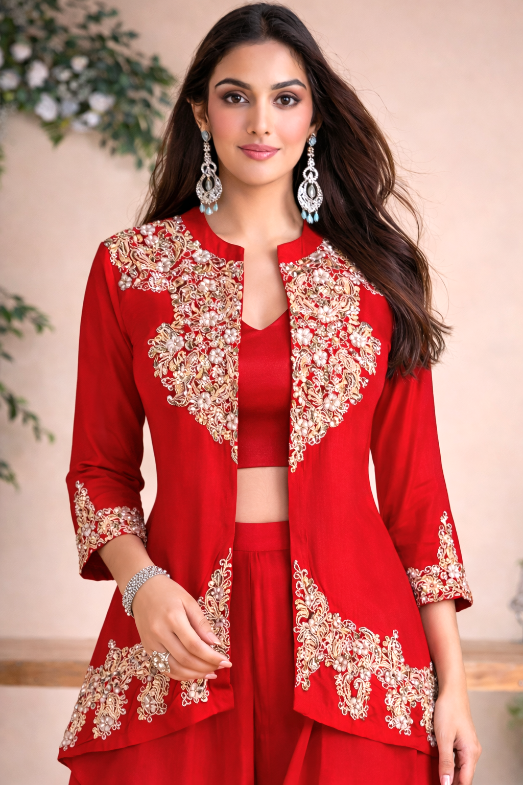 Rasā Scarlet Handwork Luxury Fusion Wear Set
