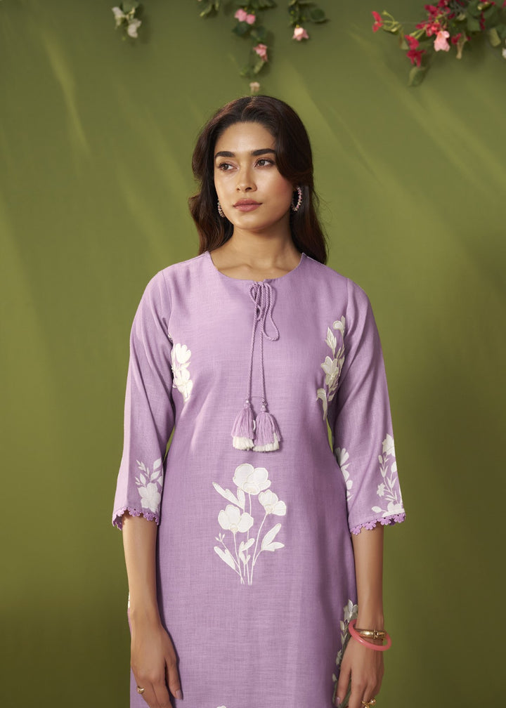 Itrh amethyst cotton linen suit set