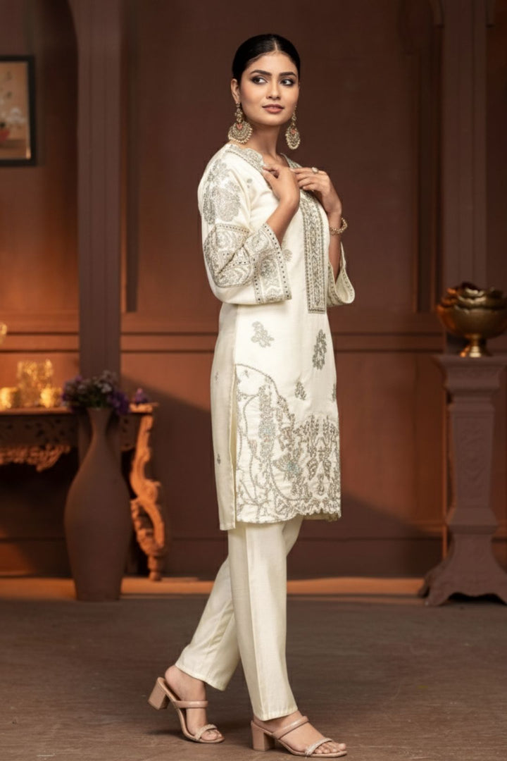 Mayuri dove embroidery co-ord set