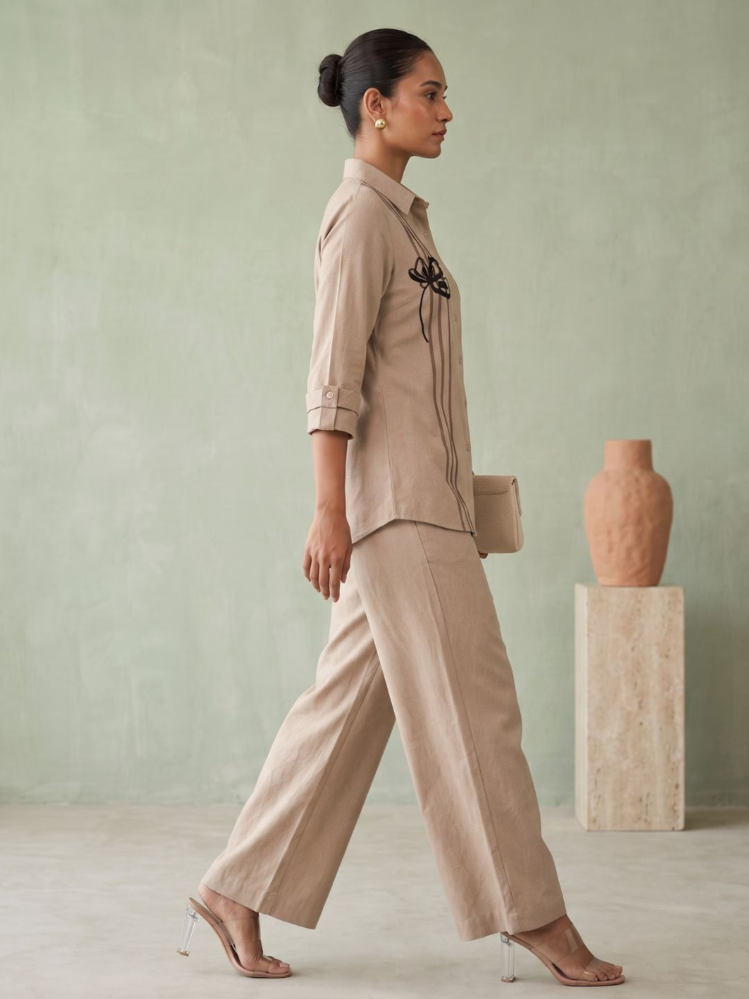 Drona Mousse embroidery cotton co-ord set