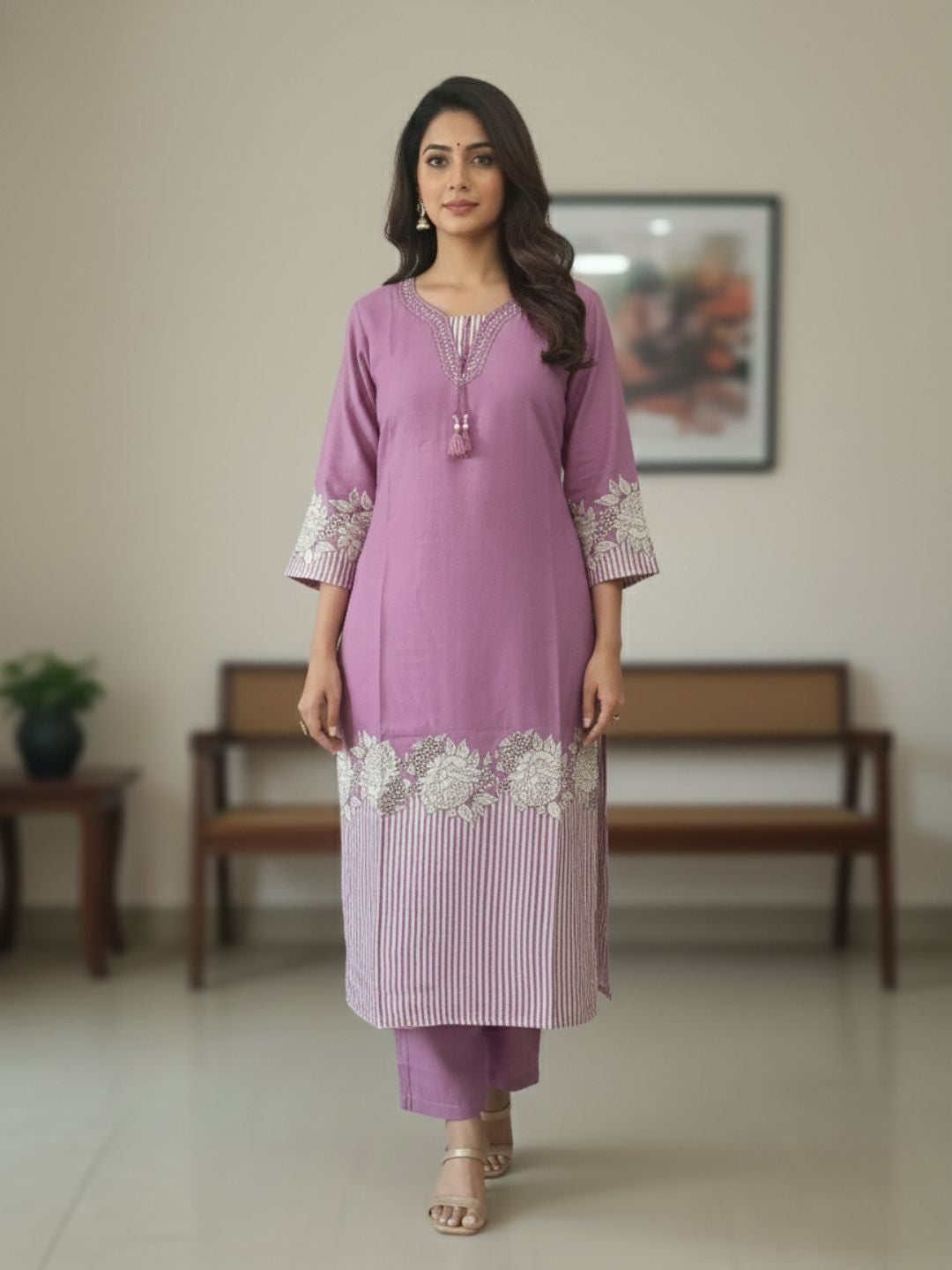 Reet Lavender Printed Work Suit Set