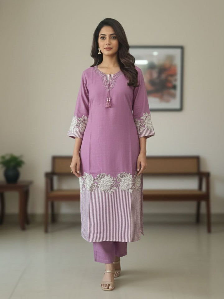 Reet Lavender Printed Work Suit Set