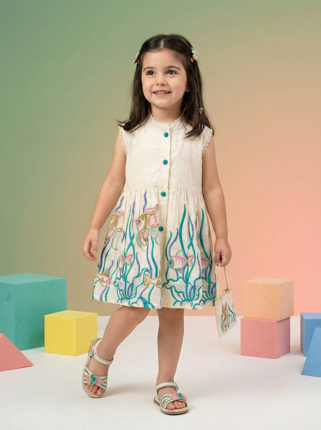 Joy marine embrodiery cotton Dress