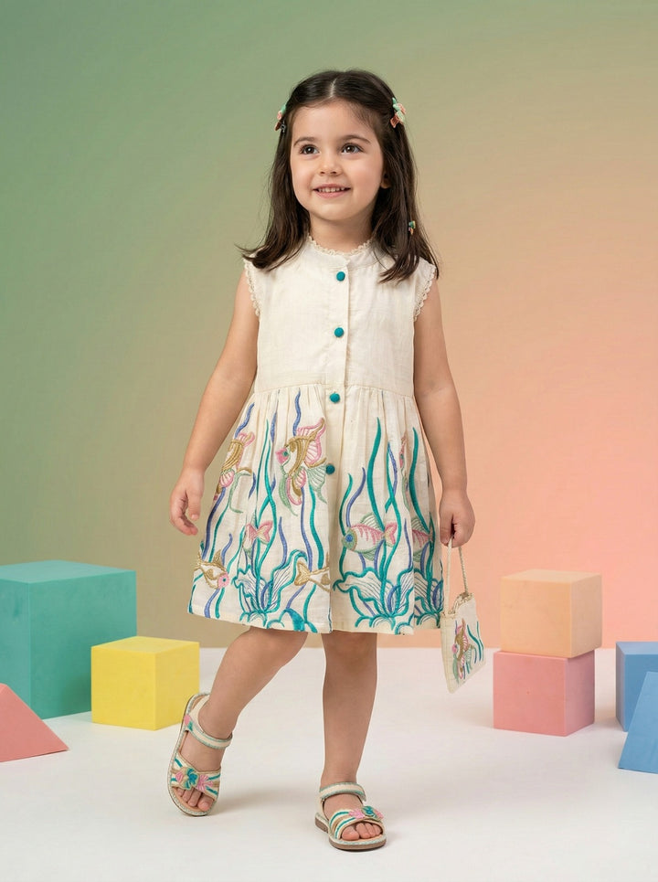 Joy marine embrodiery cotton Dress