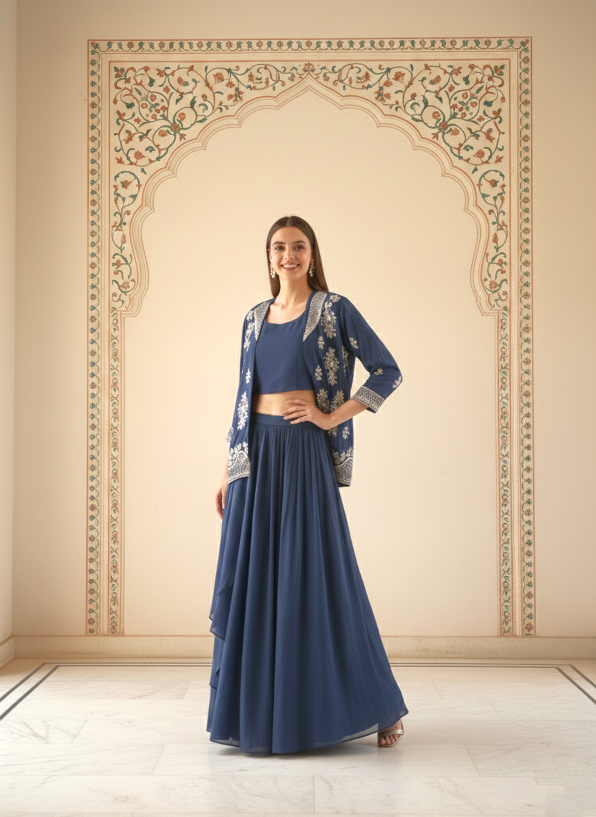 Rasā Midnight Handwork Luxury Fusion Wear Set