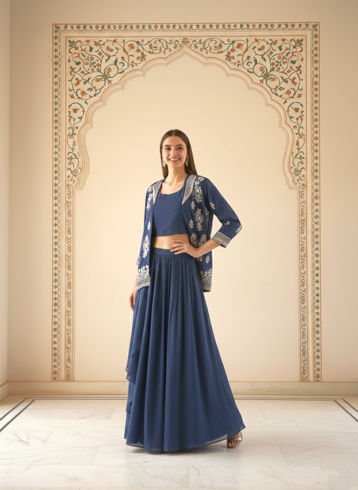 Rasā Midnight Handwork Luxury Fusion Wear Set