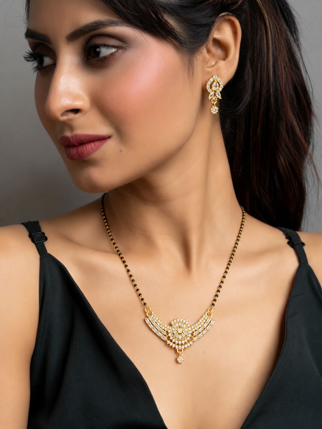 Nayra diamond Mangalsutra with earings set