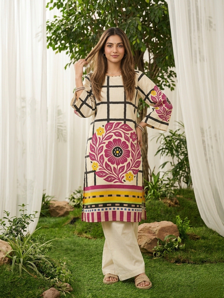 Virosh taffy cotton printed kurta pant set