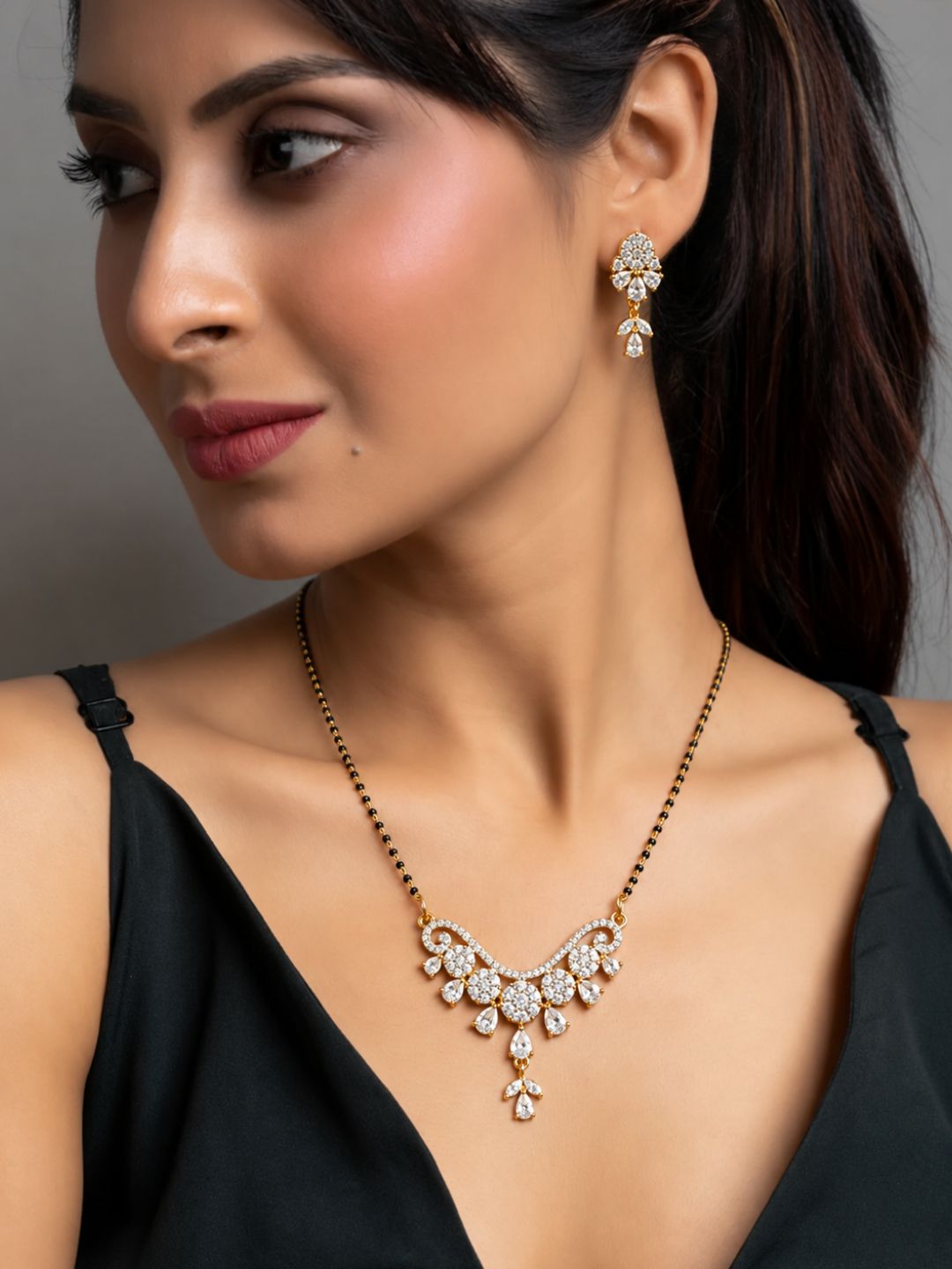 Nayra diamond Mangalsutra with earings set