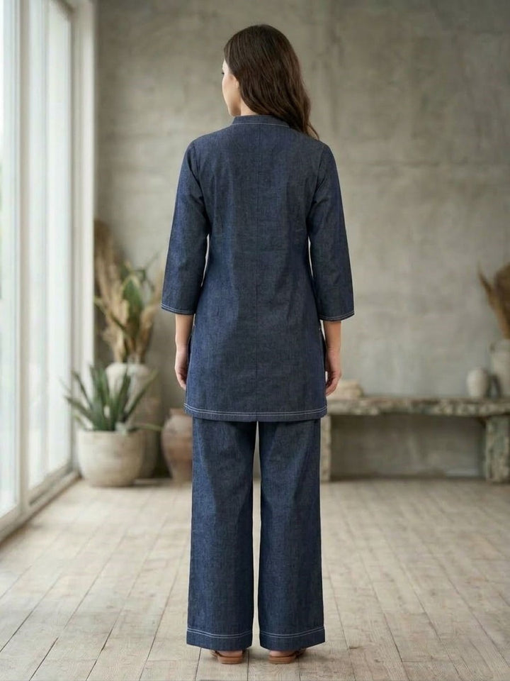 Prisha yale embroidery denim co-ord set