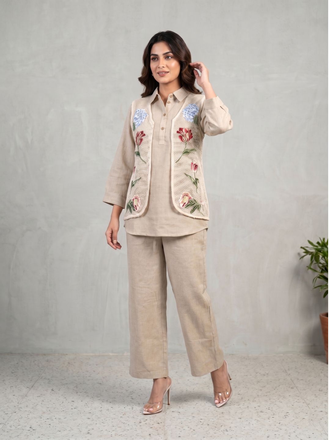Sushi tuscan embrodiery jacket co-ord set