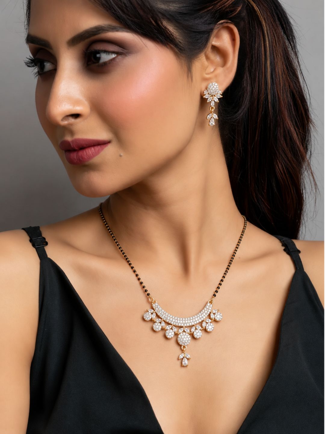 Nayra diamond Mangalsutra with earings set