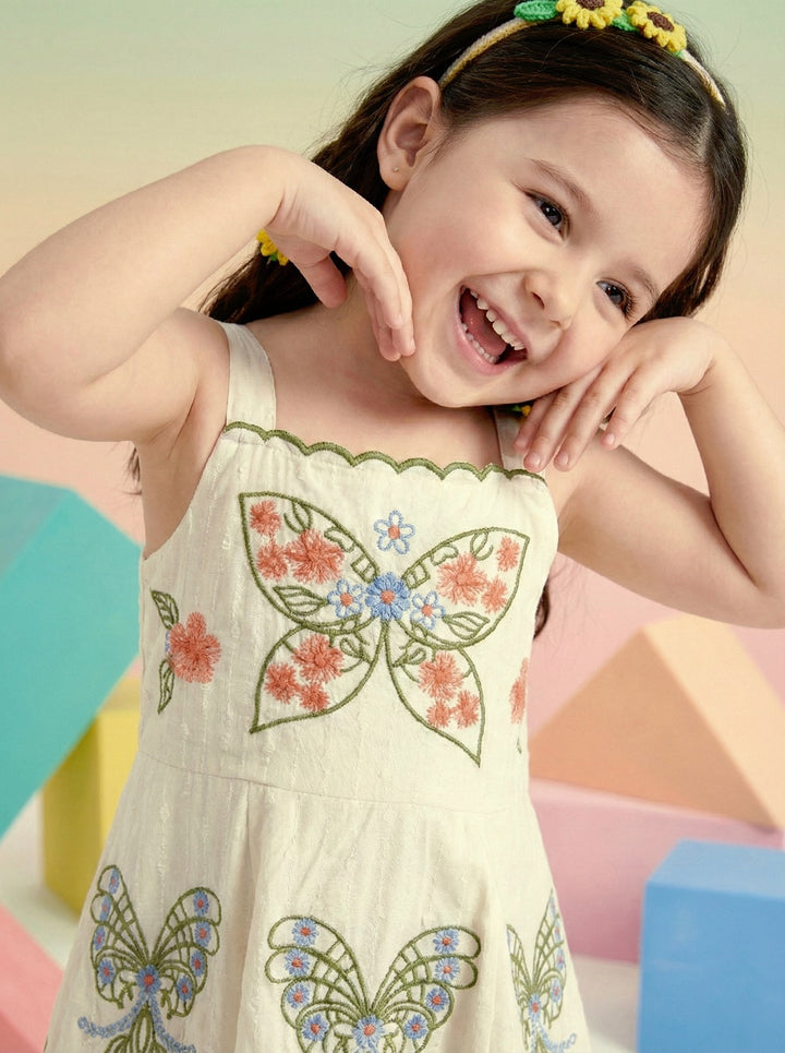Joy butterfly embroidery cotton dress