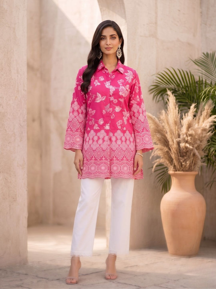 Shloka Rose Schiffli Cotton Co-ord Set