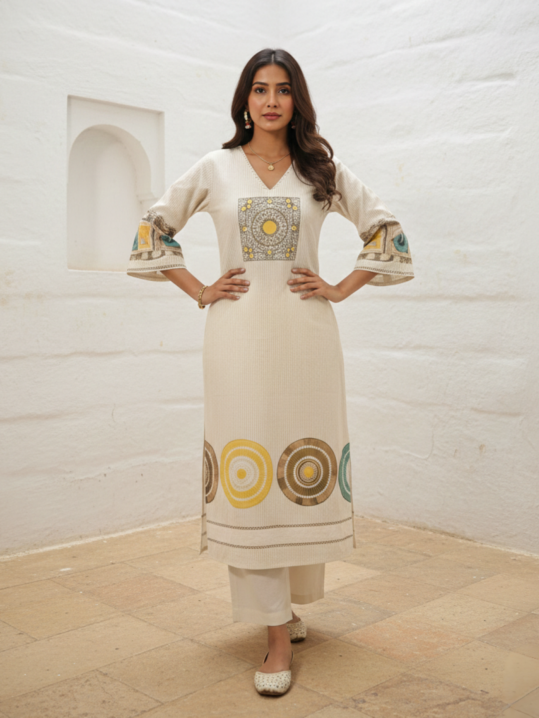 Virosh Pearl cotton kurta pant set