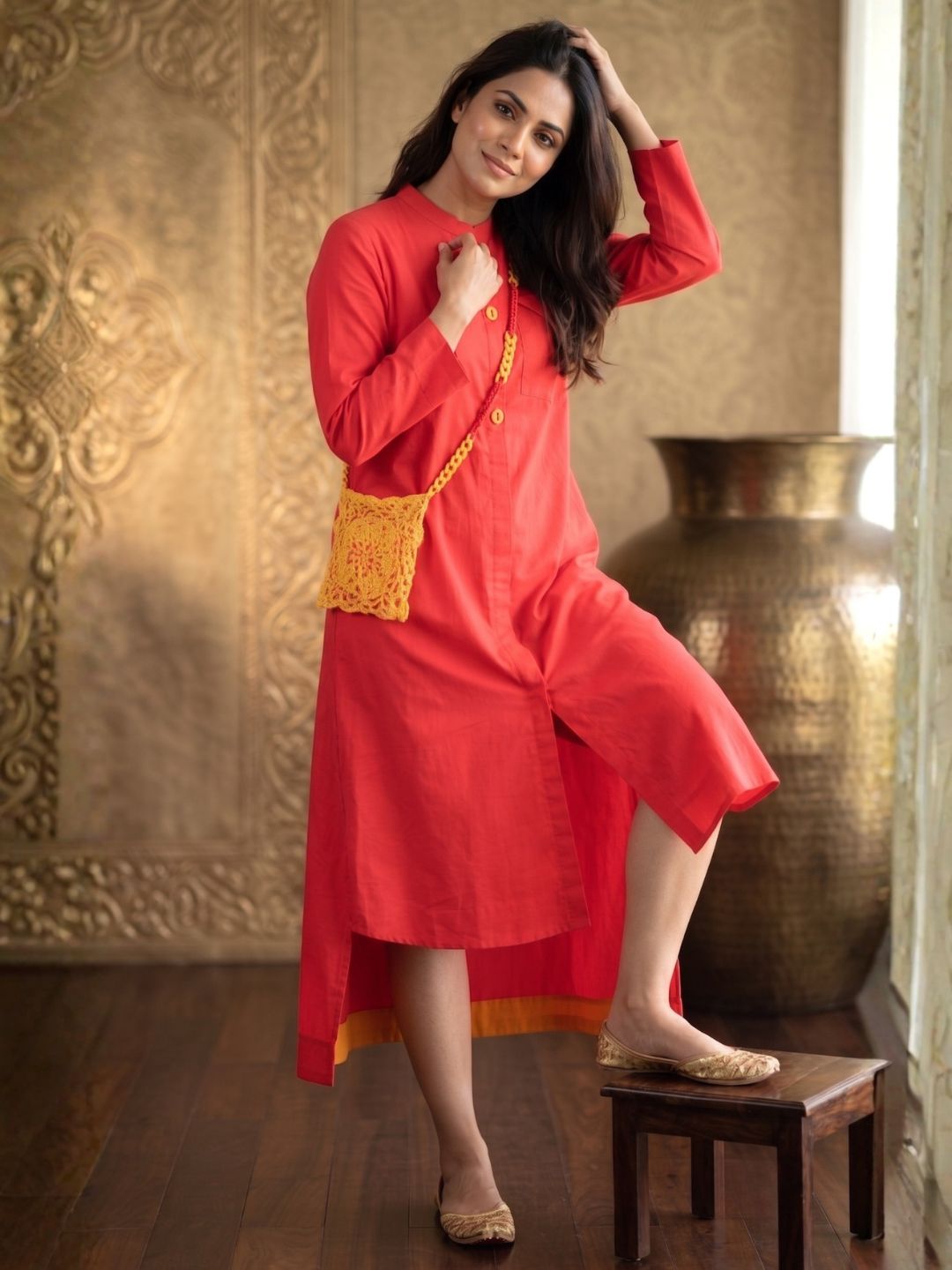Niharika Apricot cotton Dress