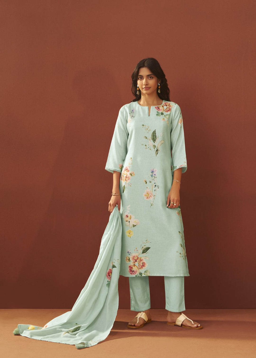 Itrh kelly printed cotton linen suit set