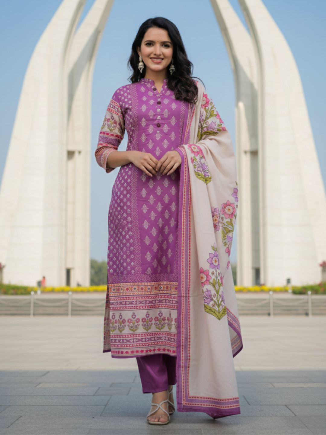 Shanti Orchid Printed Suit Set