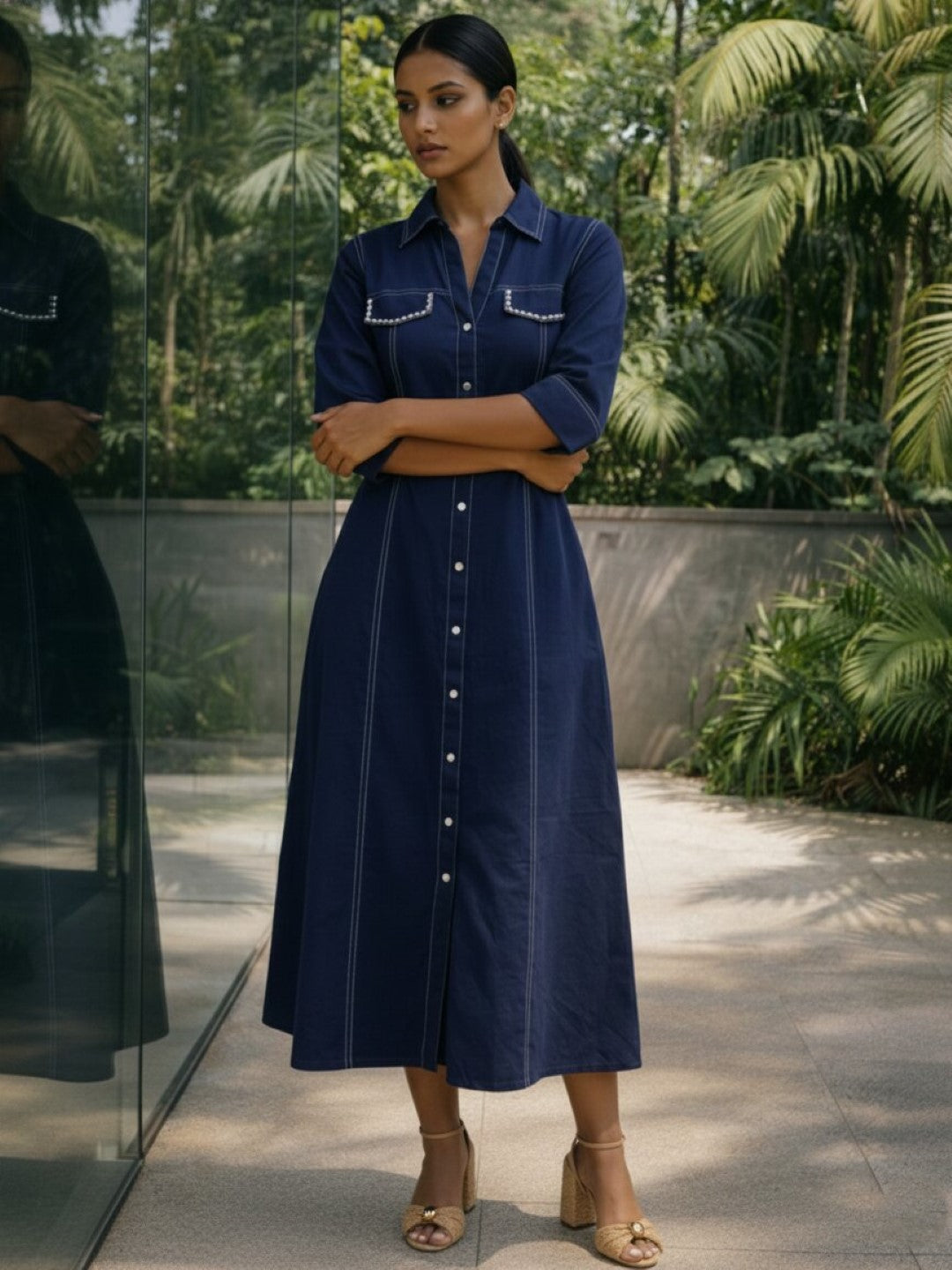 Ivanka azure denim cotton dress