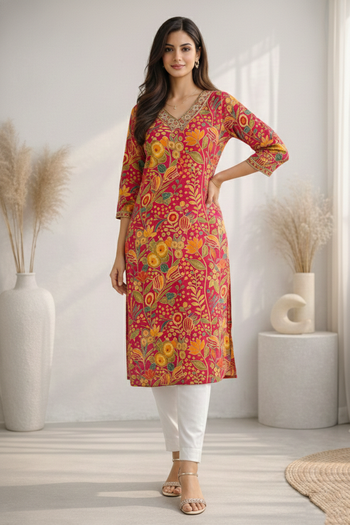 Barnali Cherry Printed Work Kurti