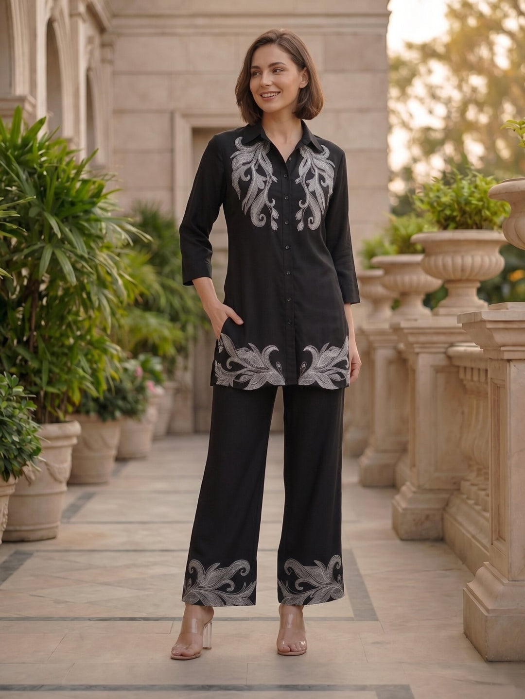 Prisha soot embroidery cotton co-ord set