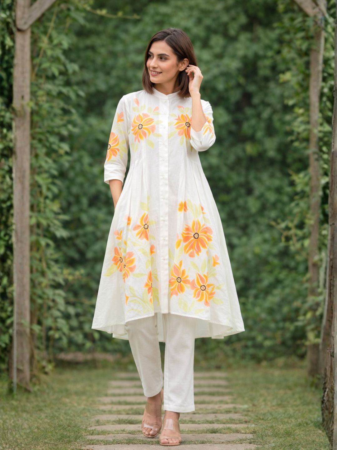 Tiara sunflower cotton kurta pant set