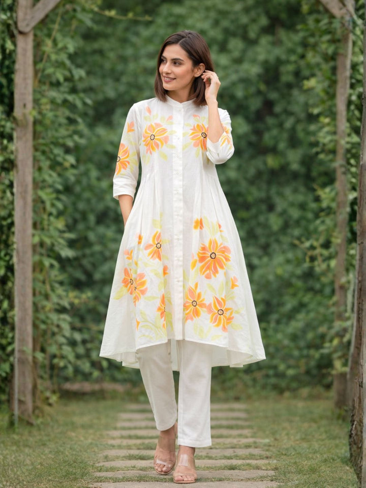 Tiara sunflower cotton kurta pant set