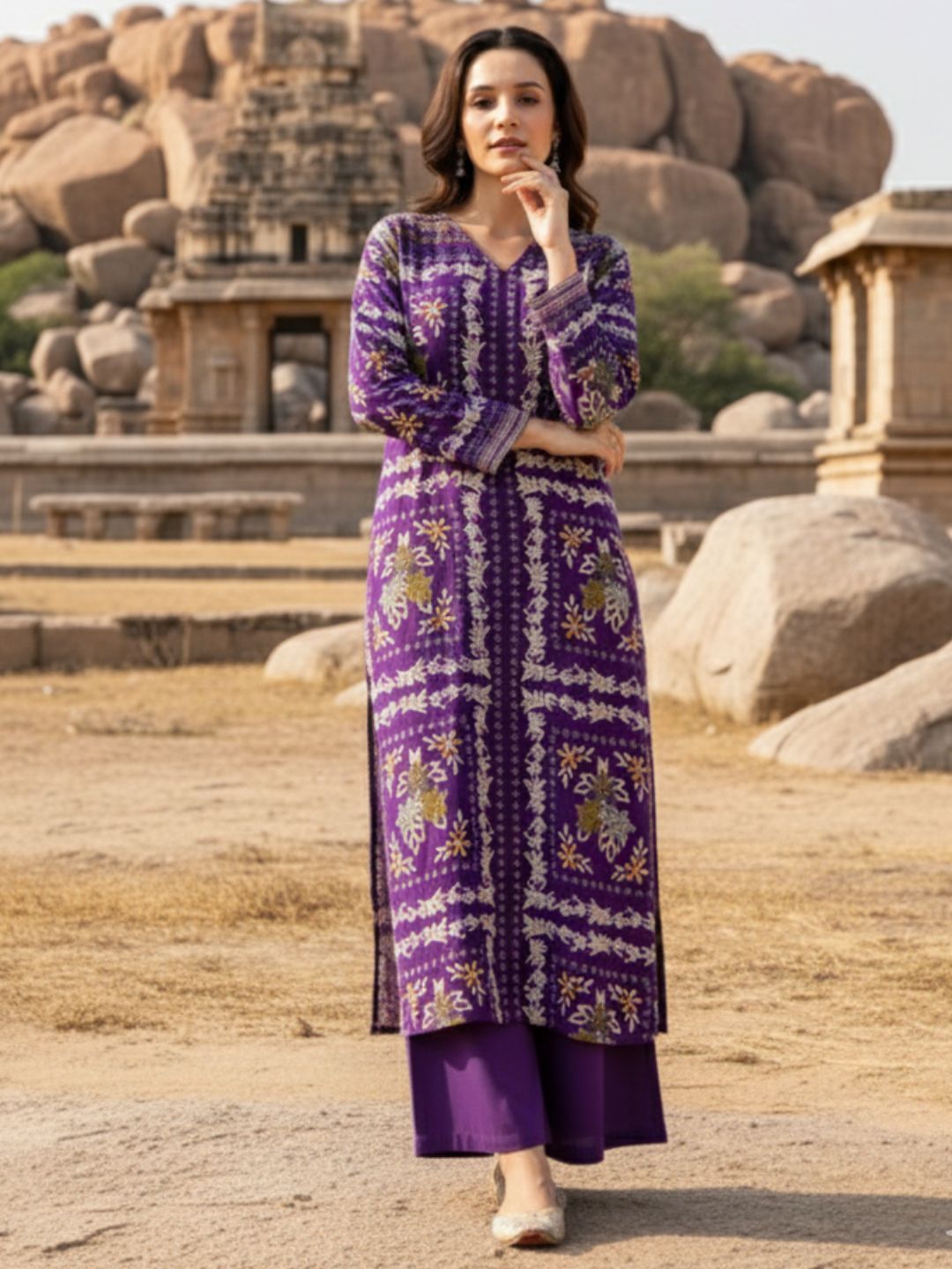 Kabool orchid printed Kurta pant set