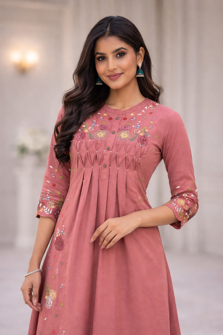 Chandri Rose Embroidered Kurta Pant Set