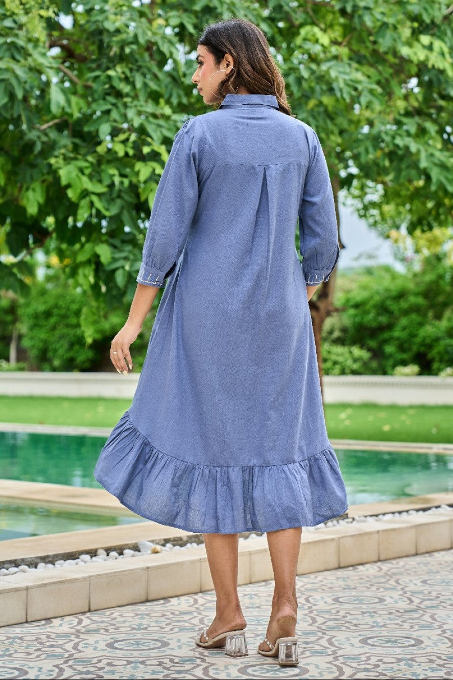 Esmera sky embroidery cotton dress