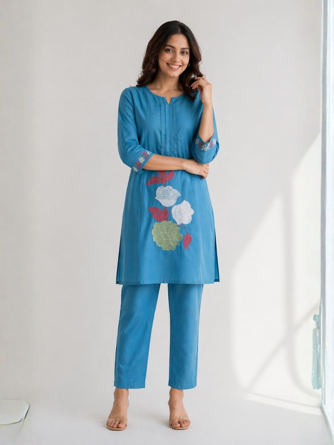 Jayna Cobalt Embroidered Kurta Pant Set