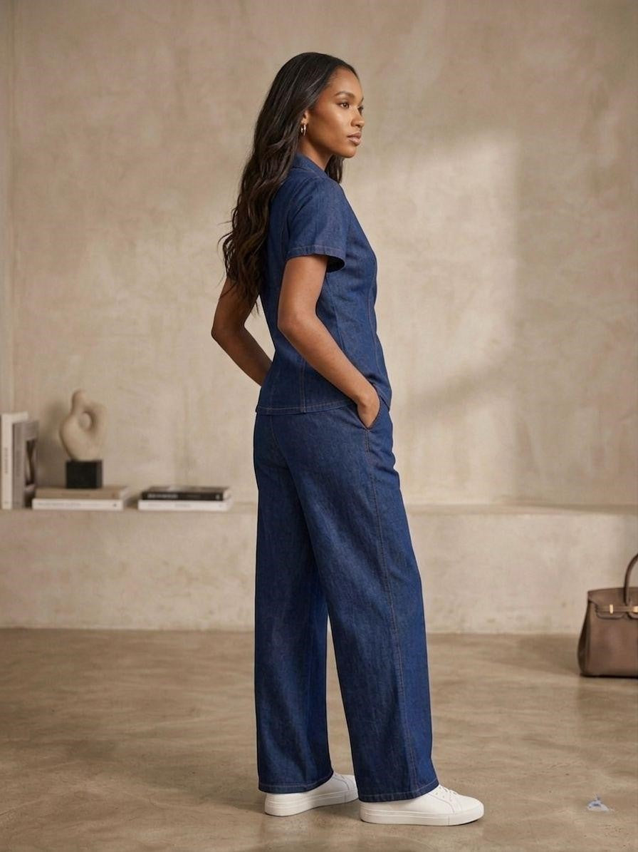 Prisha celeste denim co-ord set