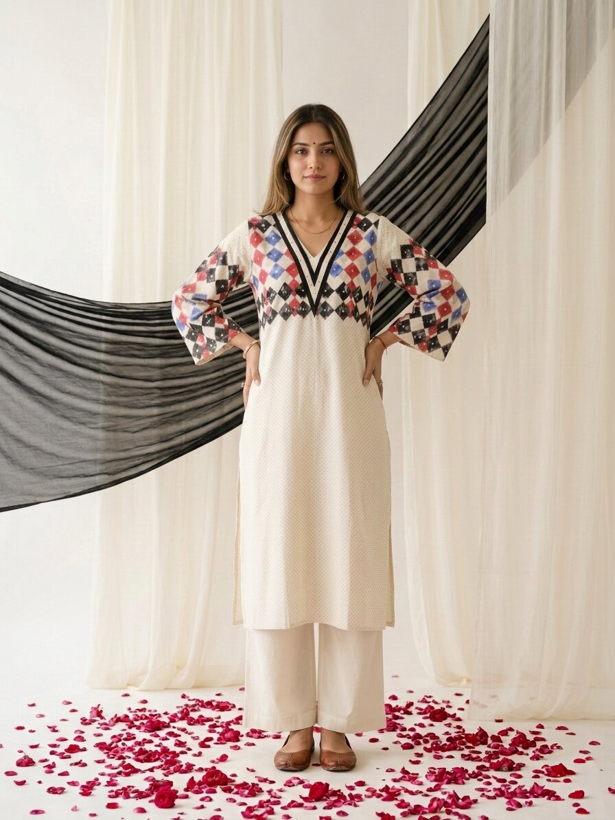 Swades porcelain cotton kurta pant set
