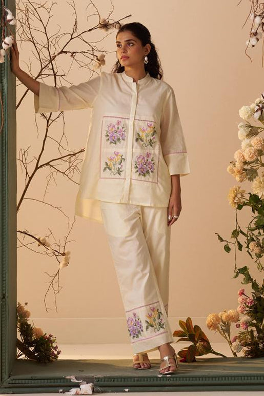 Tisca Harp embroidery Co-ord Set