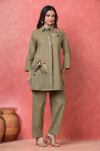 Gaur moss embroidery cotton coord set