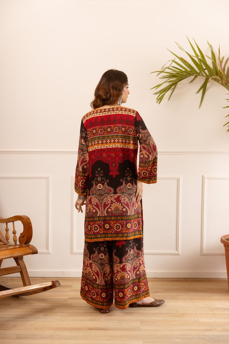 Karen carmine printed co-ord set