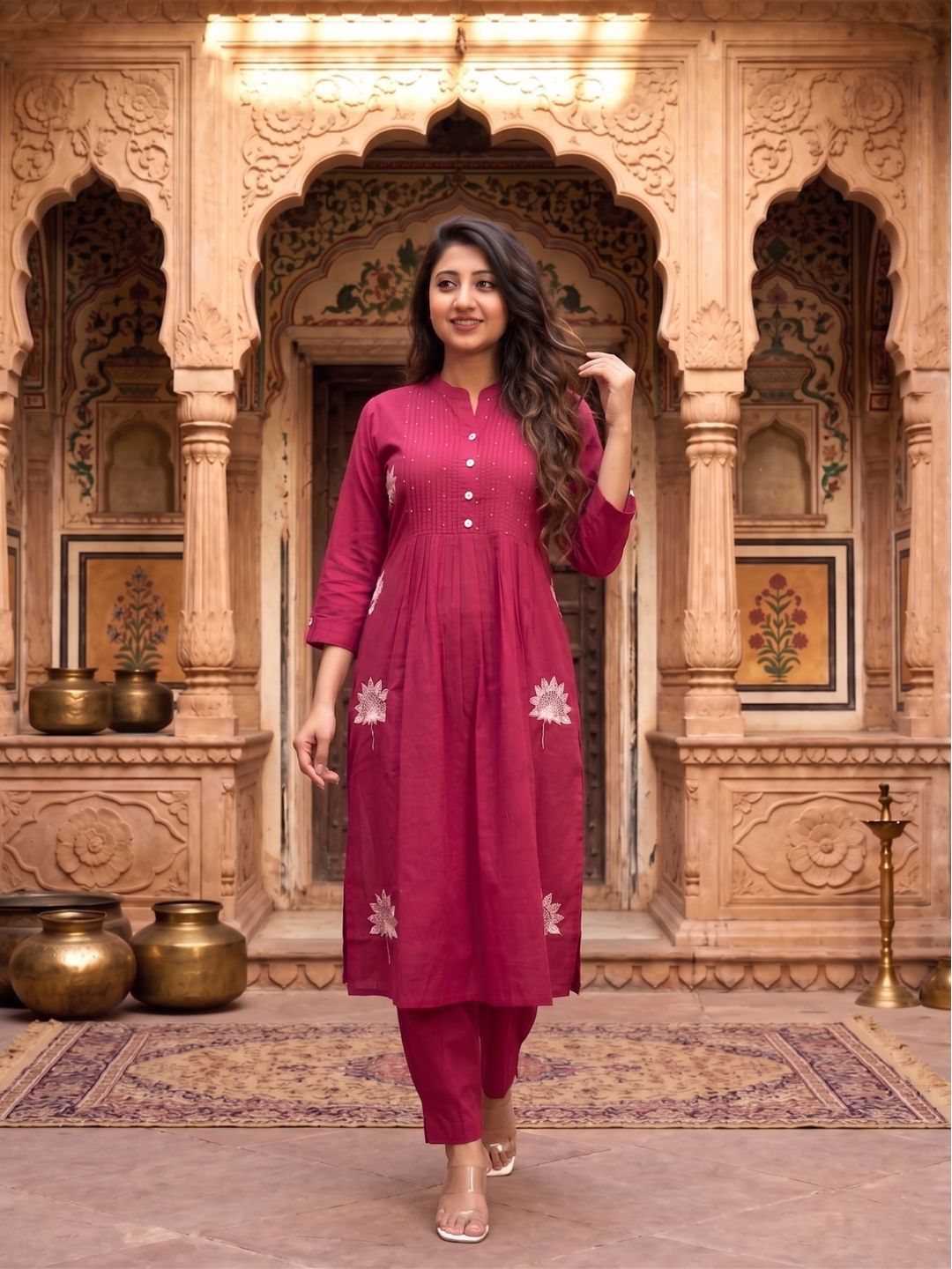 Nabha Rose Embroidered Kurta Pant Set