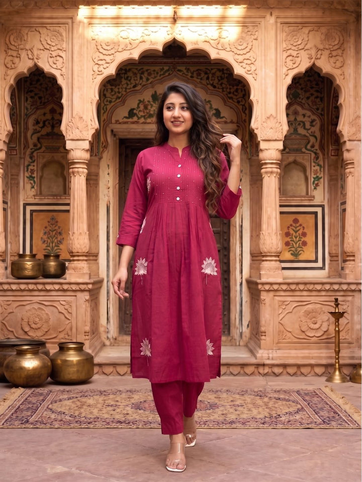 Nabha Rose Embroidered Kurta Pant Set