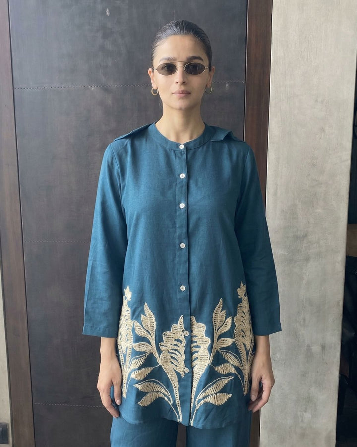 Lipi Cobalt embroidery cotton co-ord set