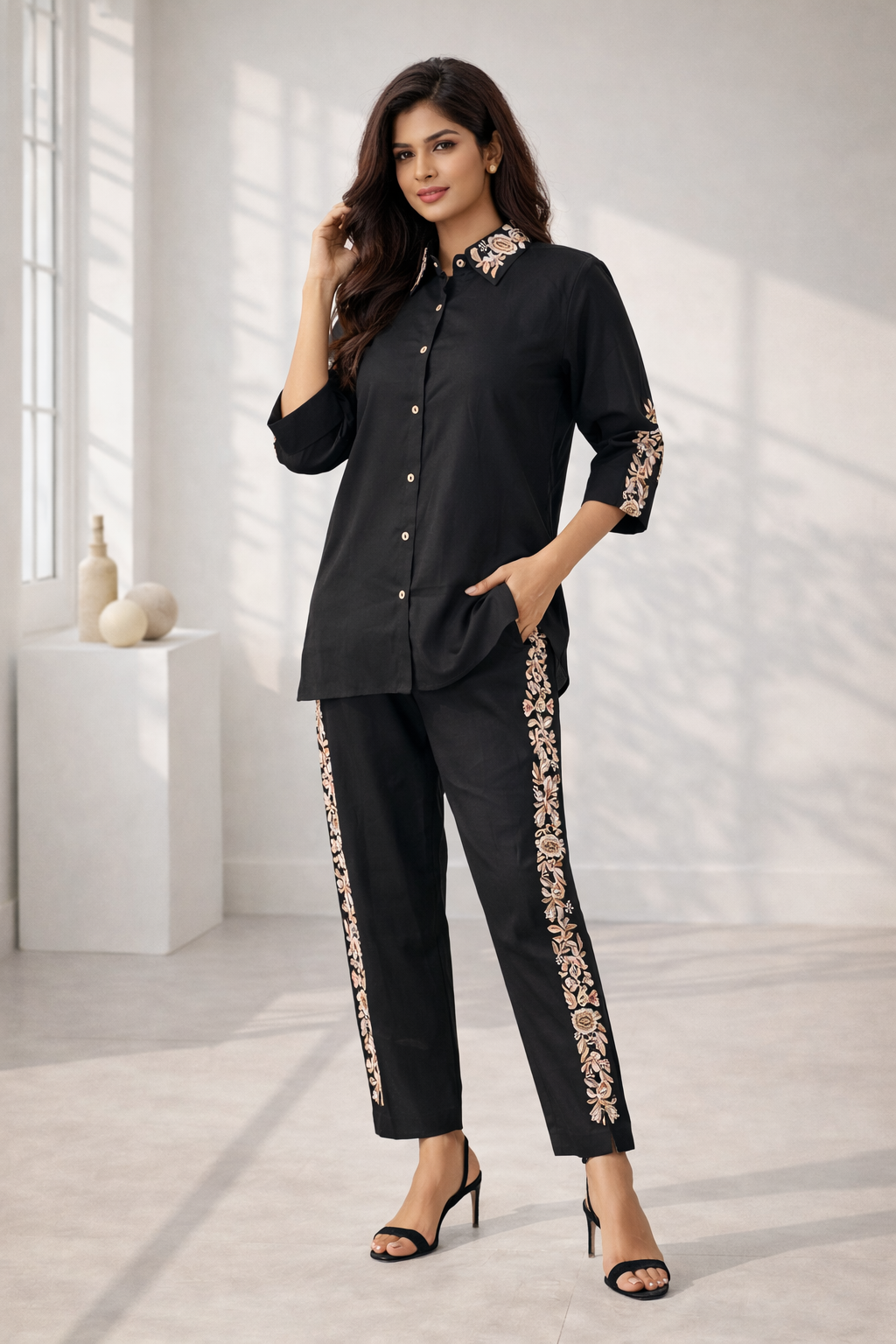 Oorvi Onyx Embroidered Co-ord Set