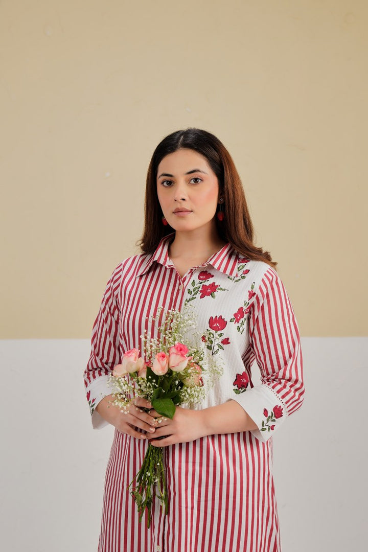 Tatva berry stripes cotton co-ord set