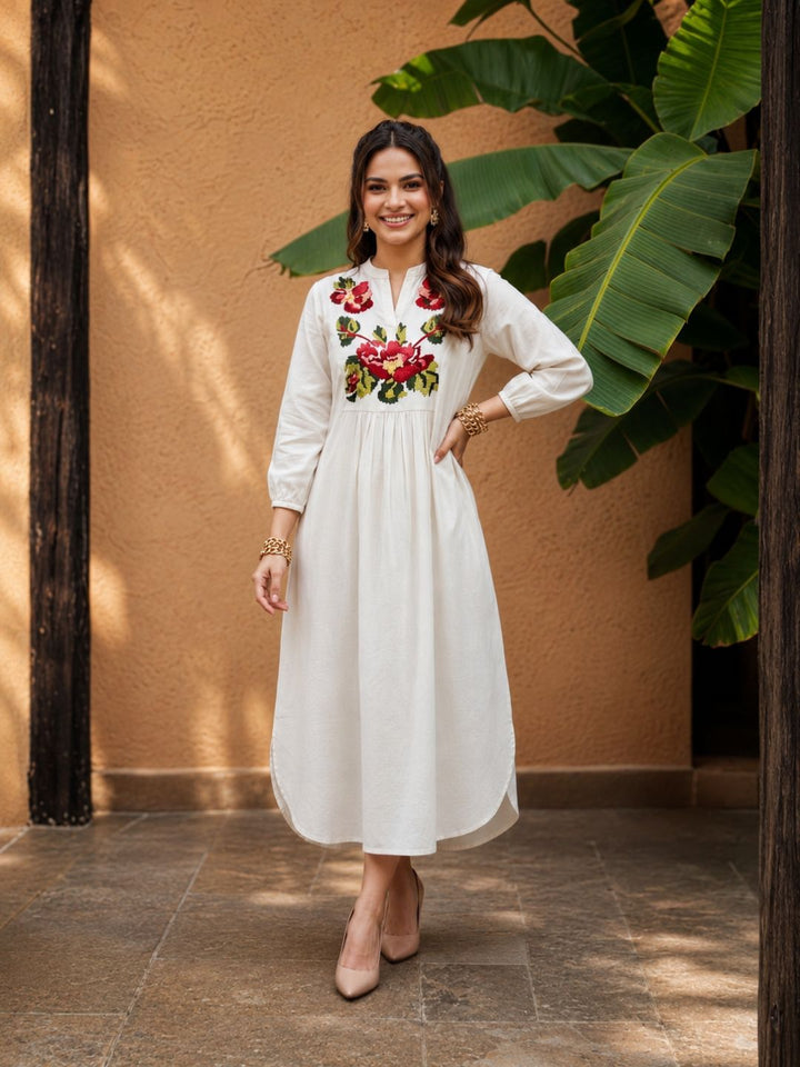 Ivanka parch embroidery cotton dress