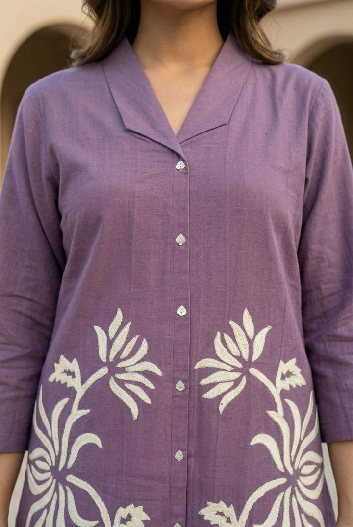 Sargi periwinkle embroidery cotton co-ord set